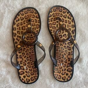 Elaine Turner Cheetah Thong Sandals Size 6 Shoes Animal Print